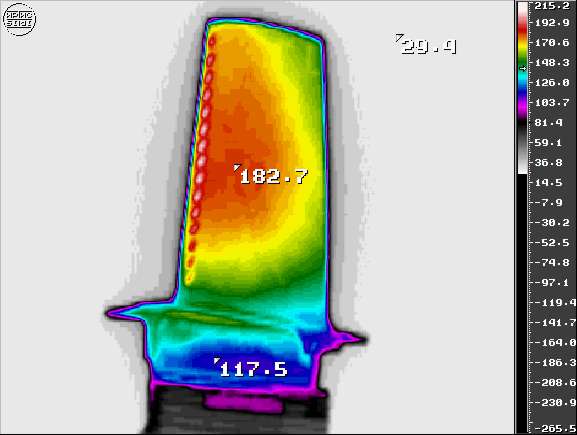 Тепловой контроль лопаток турбин реактивных двигателей